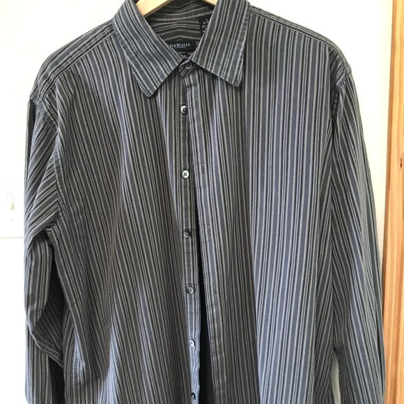 Van Heusen Men’s Shirt: Vintage Button-Down Long Sleeves Brown Stripes, Size L - Picture 4 of 9